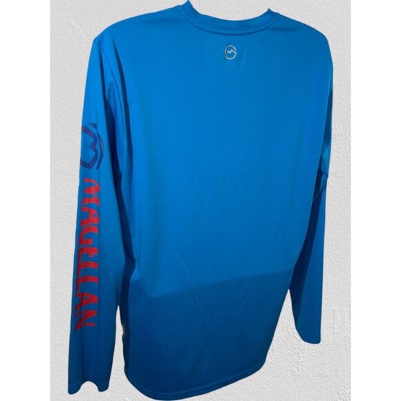 Magellan Outdoors Mens Blue Long Sleeve Shirt Classic Fit Large Fishing Gear Tee - Picture 4 of 11